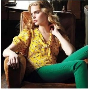 Girls from savoy Anthropologie silk owl peplum top NWOT size 14